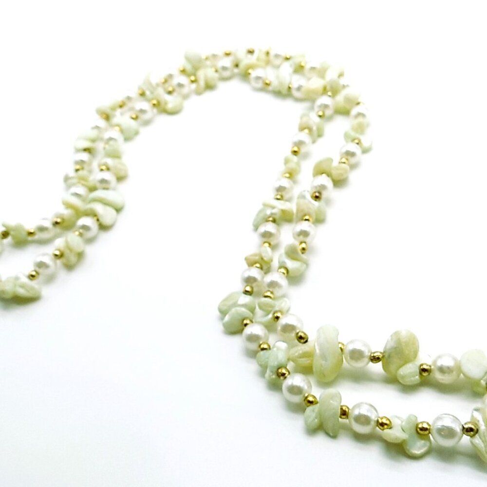 Baroque Freshwater Pearl Necklace Gold-tone Spacer Beads Long